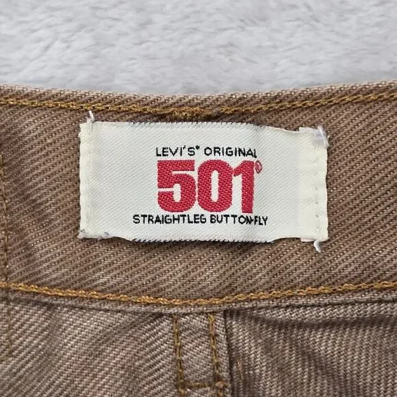VTG Levis 501 Jeans Mens 28x27 Brown Button Fly Straight Leg USA Tag 30x30 Y2K - Picture 4 of 14